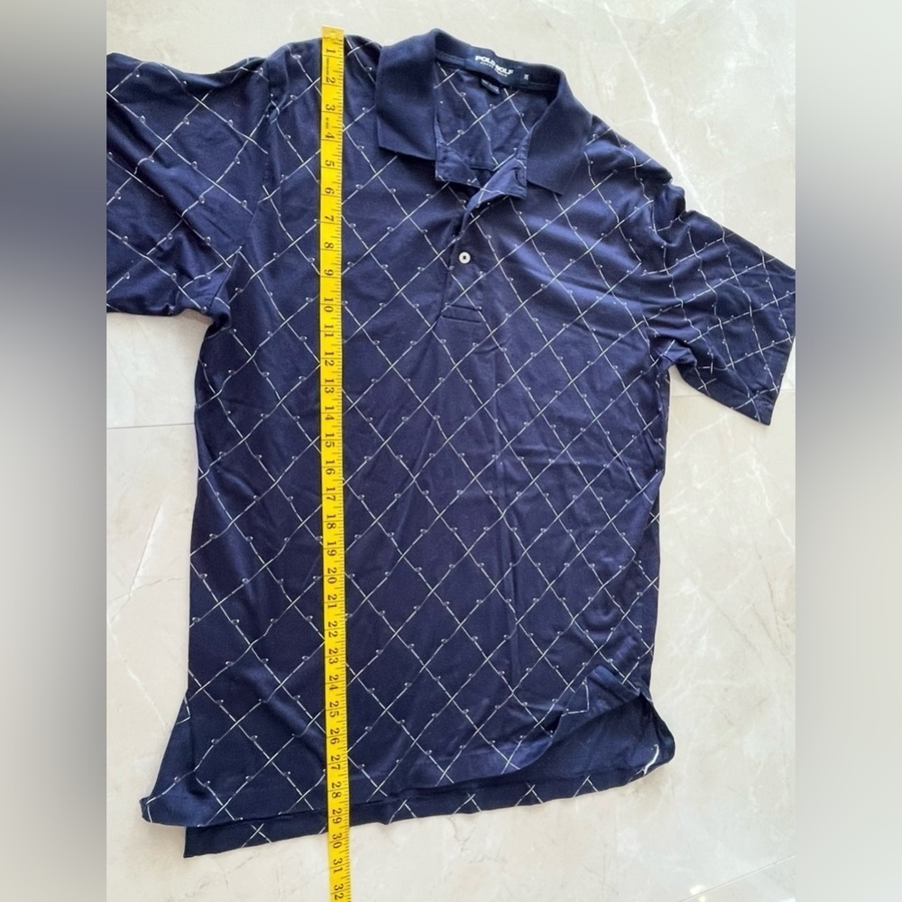 Polo Ralph Lauren Golf Shirt Size Medium Blue White Color Cotton Short Sleeve - Picture 5 of 7